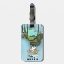 Brazilië kaart Geïllustreerde reisposter Bagagelabel