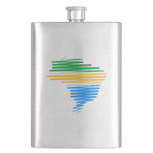 Brazilië kaart grens met Braziliaanse vlag kleuren Flacon