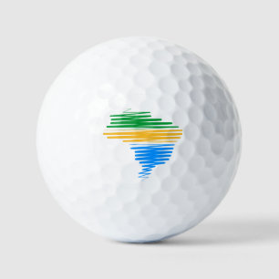 Brazilië kaart grens met Braziliaanse vlag kleuren Golfballen