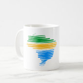 Brazilië kaart grens met Braziliaanse vlag kleuren Koffiemok (Voorkant links)