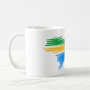 Brazilië kaart grens met Braziliaanse vlag kleuren Koffiemok