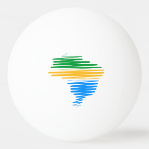 Brazilië kaart grens met Braziliaanse vlag kleuren Pingpongbal