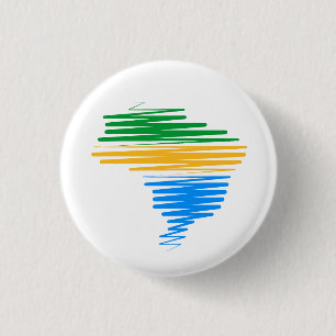 Brazilië kaart grens met Braziliaanse vlag kleuren Ronde Button 3,2 Cm