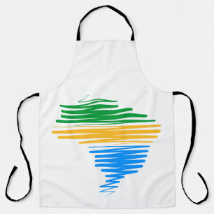 Brazilië kaart grens met Braziliaanse vlag kleuren Schort