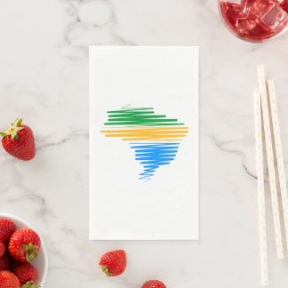 Brazilië kaart grens met Braziliaanse vlag kleuren Servet