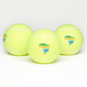 Brazilië kaart grens met Braziliaanse vlag kleuren Tennisballen