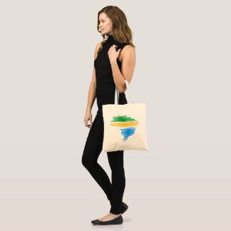 Brazilië kaart grens met Braziliaanse vlag kleuren Tote Bag