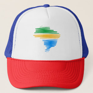 Brazilië kaart grens met Braziliaanse vlag kleuren Trucker Pet