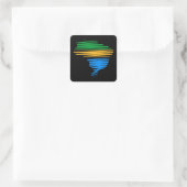Brazilië kaart grens met Braziliaanse vlag kleuren Vierkante Sticker (Tas)