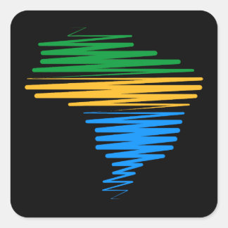 Brazilië kaart grens met Braziliaanse vlag kleuren Vierkante Sticker