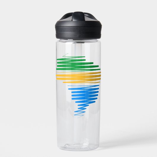 Brazilië kaart grens met Braziliaanse vlag kleuren Waterfles (Voorkant)