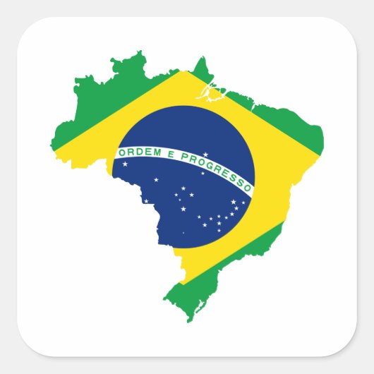 BRAZILIË KAART VIERKANTE STICKER (Voorkant)