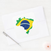 BRAZILIË KAART VIERKANTE STICKER (Envelop)