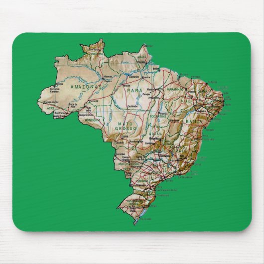 Brazilië Map Mousepad Muismat (Voorkant)