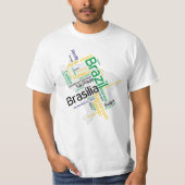 Brazilië Map Silhouette City Names Word Cloud T-shirt (Voorkant)