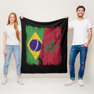 Brazilië Marokko Half Vlag Braziliaans Marokkaans  Fleece Deken