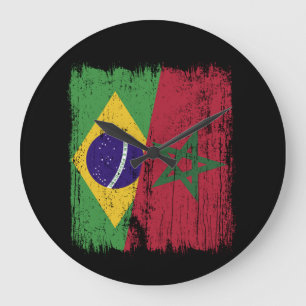 Brazilië Marokko Half Vlag Braziliaans Marokkaans Grote Klok