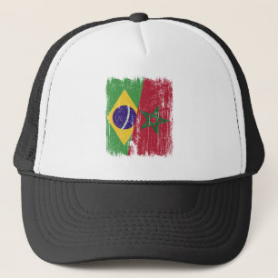 Brazilië Marokko Half Vlag Braziliaans Marokkaans Trucker Pet
