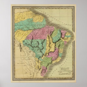 Brazilië met Guyana en Paraguay Poster