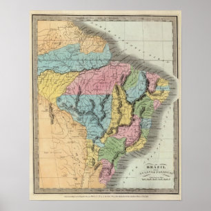 Brazilië met Guyana en Paraguay Poster
