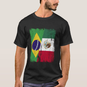 Brazilië Mexico Halve Vlag Braziliaans Mexicaanse  T-shirt