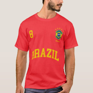 Brazilië Nummer 8 Braziliaans Voetbalteam Sport Pu T-shirt