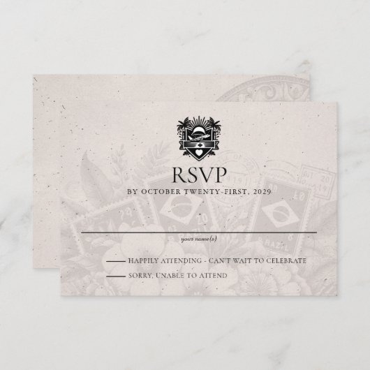 Brazilië Paspoort bruiloft RSVP Kaart (Voorkant / Achterkant)