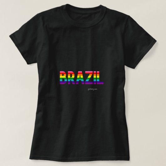 Brazilië Pride T Shirt | Regenboogvlag W. (Design voorkant)