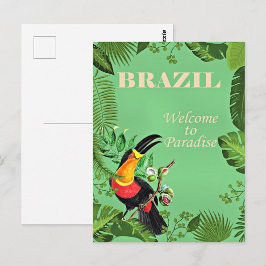 Brazilië Reisposter, Toucan, Briefkaart (Voorkant / Achterkant)