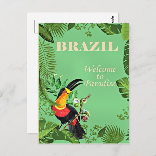 Brazilië Reisposter, Toucan, Briefkaart (Voorkant / Achterkant)