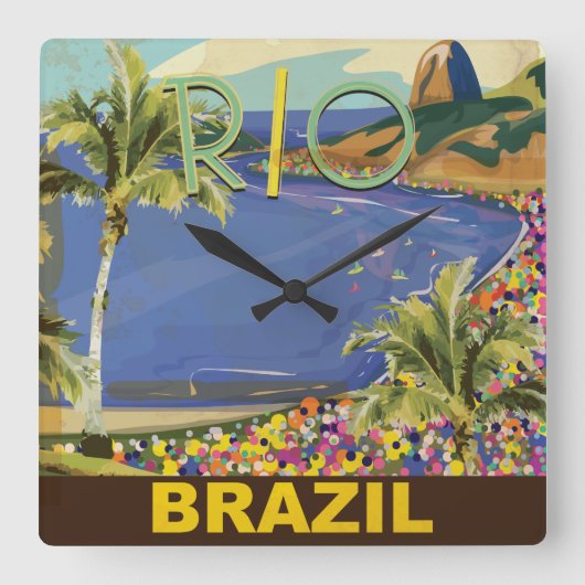 Brazilië - Rio De Janeiro Vierkante Klok (Voorkant)