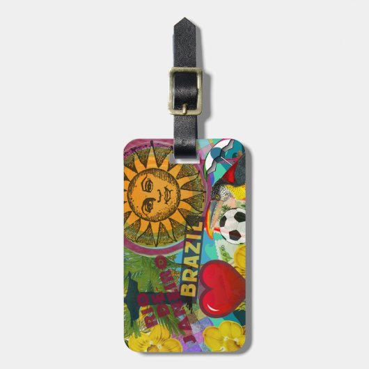 Brazilië Rio de Janiero Sun Travel Kleurrijke kuns Bagagelabel (Voorkant verticaal)