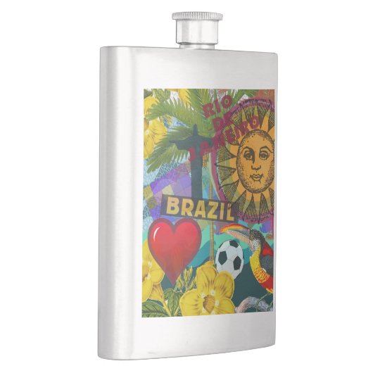 Brazilië Rio de Janiero Sun Travel Kleurrijke kuns Heupfles (Rechts)