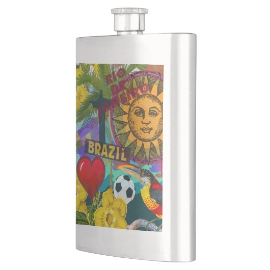 Brazilië Rio de Janiero Sun Travel Kleurrijke kuns Heupfles (Links)