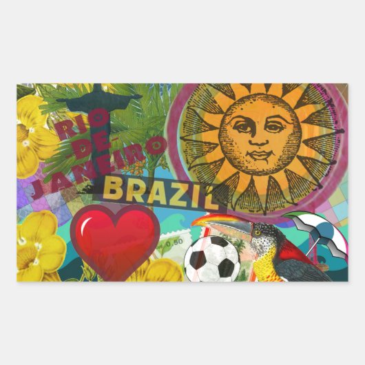 Brazilië Rio de Janiero Sun Travel Kleurrijke kuns Rechthoekige Sticker (Voorkant)