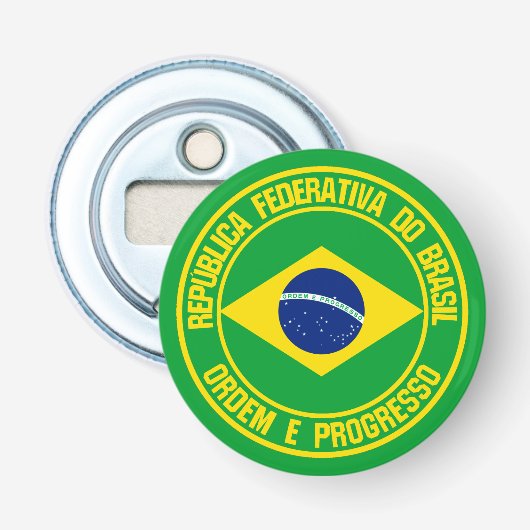Brazilië Round Emblem Button Flesopener (Voorkant)