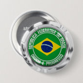 Brazilië Round Emblem Ronde Button 7,6 Cm (Voorkant /achterkant)