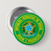 Brazilië Round Emblem Ronde Button 7,6 Cm (Voorkant /achterkant)