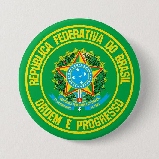 Brazilië Round Emblem Ronde Button 7,6 Cm (Voorkant)