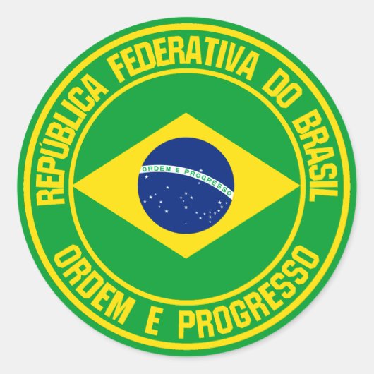Brazilië Round Emblem Ronde Sticker (Voorkant)