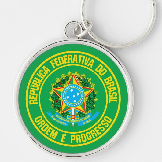 Brazilië Round Emblem Sleutelhanger (Voorkant)