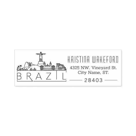 Brazilië Skyline | Aangepast adres Zelfinktende Stempel (Design)