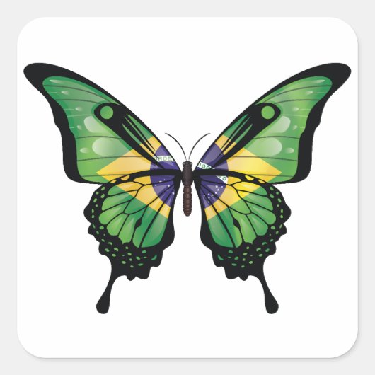 Brazilië Swallowtail Vlinder Vlag Sticker (Voorkant)