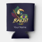 Brazilië Toucan Flag Samba Masker Souvenir Blikjeskoeler (Voorkant)