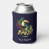 Brazilië Toucan Flag Samba Masker Souvenir Blikjeskoeler (Blikje Achterkant)
