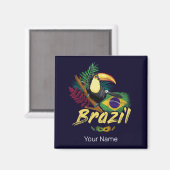 Brazilië  Toucan Flag Samba Masker Souvenir Magneet (Voorkant / Achterkant)