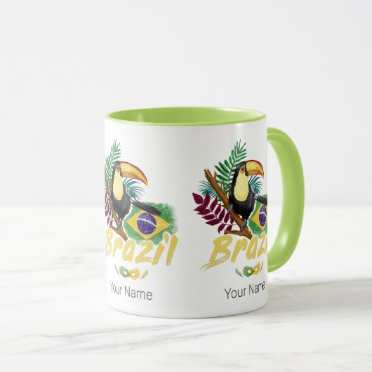 Brazilië Toucan Flag Samba Masker Souvenir Mok (Voorkant rechts)