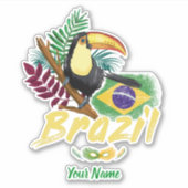 Brazilië  Toucan Flag Samba Masker Souvenir Sticker (Voorkant)