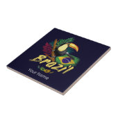 Brazilië Toucan Flag Samba Masker Souvenir Tegeltje (Zijkant)