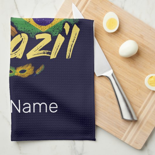 Brazilië  Toucan Flag Samba Masker Souvenir Theedoek (Quarter Fold)